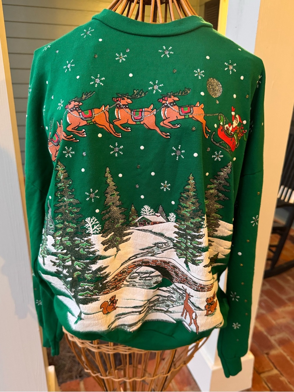 Vintage 90s Nutcracker Christmas Sweatshirt Santa Reindeer Made in USA